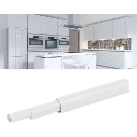 Amortiguador magnético para puertas con función de empuje, plástico blanco, 125 mm, para armarios/muebles. (1/5)
