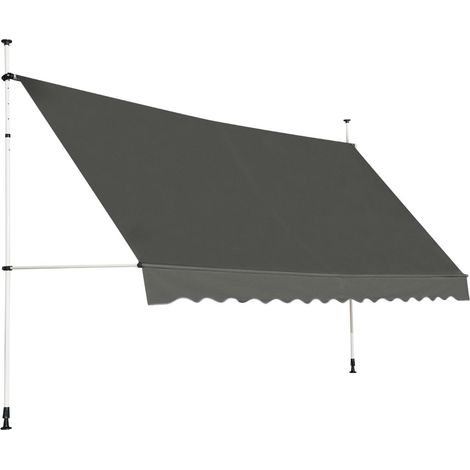 Tenda da sole telescopica e retrattile, Tenda parasole resistente ai raggi UV impermeabile con manovella 350x125cm Grigio (1/4)