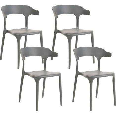 Set of 4 Garden Chairs GUBBIO Grey