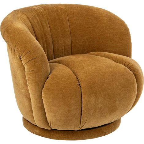 Fauteuil Pivotant en Tissu "Macaron" 87cm Moutarde (1/5)