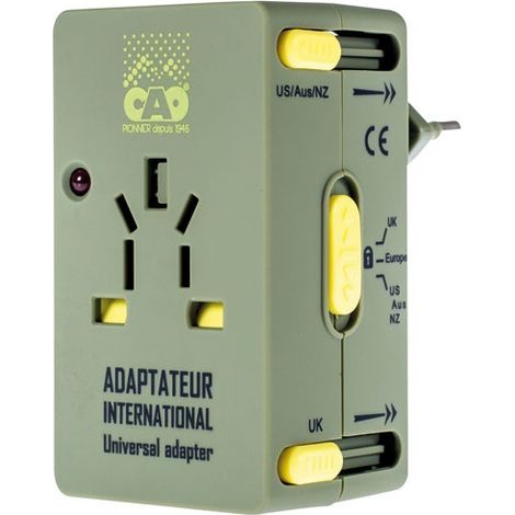 Adaptateur de prise universel kaki et jaune - CAO
