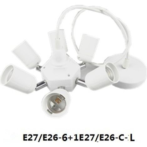 Douille de suspension universelle multi-têtes E27 vers 7 (1 vers 7), ignifugée, certifiée CE. (1/5)