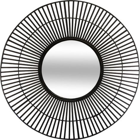 Miroir en bambou coloris noir - D. 77 x H. 4 cm -PEGANE-