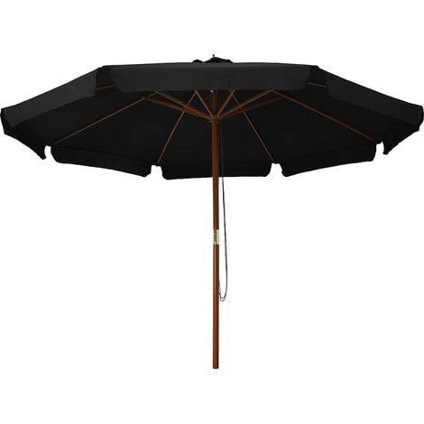 Ombrellone  Parasole da Esterni con Palo in Legno 330 cm Nero (1/5)