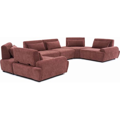 Canapé d'angle modulable 6 places dossier ajustable 462 cm rouge brûlé - Callisto (1/5)