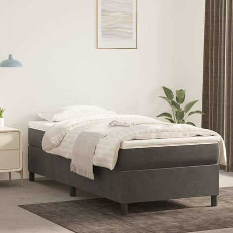 Cama box spring con colchón terciopelo gris oscuro 80x200 cm (1/5)