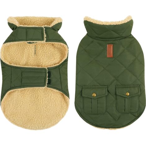 Manteau d'hiver matelassé et imperméable pour chien Veste polaire chaude de protection contre le froid pour animaux de compagnie (1/5)