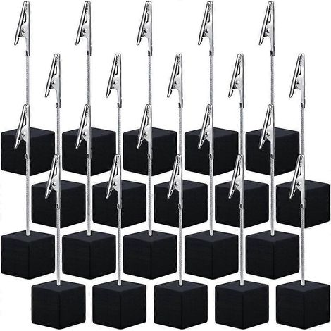 Lot de 20 porte-mémos cubiques avec pince crocodile, noir (1/5)