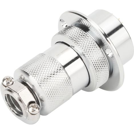 Connecteur prise aviation robuste zinc cuivre argenté compact 500 cycles 1000MΩ 3MΩ Ø30mm kit 1 prise 3 vis 3 écrous 3 rondelles (1/5)
