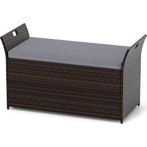COSTWAY Baule da Giardino 260 L in Rattan PE, Cassapanca Contenitore da Esterno con Cuscino e Maniglie Laterali, per Interni e Esterni, 125 x 56 x 71 cm (Modello 10) (1/5)