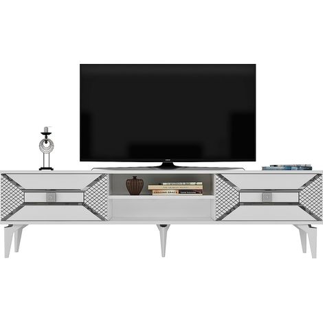 Mueble TV, mesa TV, mueble bajo. Stand Blanco Plata (1/5)