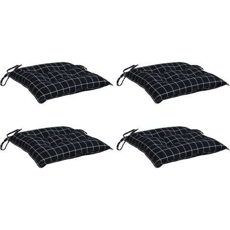 Coussins de chaise lot de 4 carreaux noir 50x50x7 cm vidaXL (1/5)