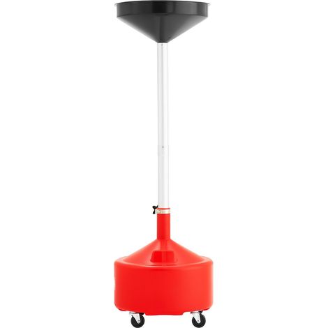 Réservoir de vidange d'huile usagée 30L, bac de drainage industriel avec entonnoir réglable en hauteur, collecteur d'huile mobile sur roues, transfert de fluides pour ateliers auto et garages, rouge (1/5)