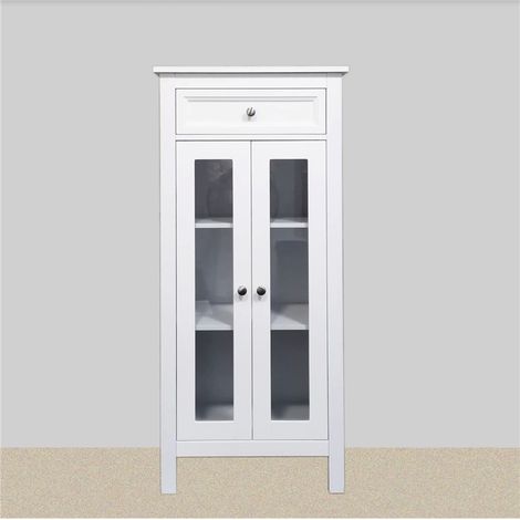 Colonne salle de bain rangement 60 cm blanc mat, armoire haute avec espaces de stockage et portes, meuble vertical moderne pour optimiser l’organisation (1/5)