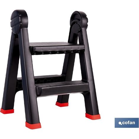 Taburete escalera 2 peldaños con superficie antideslizante