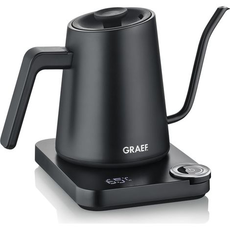 Bouilloire pour-over avec réglage de la température et minuterie, bec col de cygne, 900 ml, noir mat (1/5)