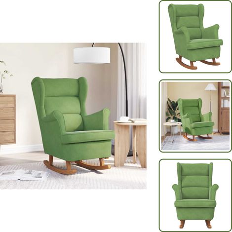 Mecedora con respaldo alto - vidaXL Mecedora con respaldo alto de terciopelo y madera maciza - Silla de salón