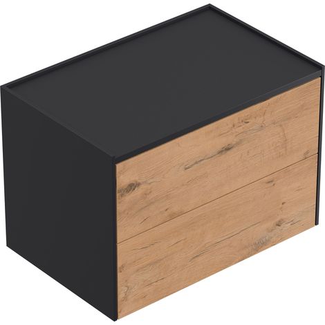 Design Nachttisch Kommode Somnia XL 70cm, 2 Pushauszüge Oak (1/5)