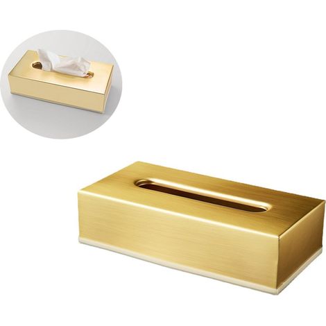 Boîte à mouchoirs en acier inoxydable doré, porte-mouchoirs rectangulaire, 26 × 12 × 7 cm, pour salle de bain, cuisine et bureau (1/4)