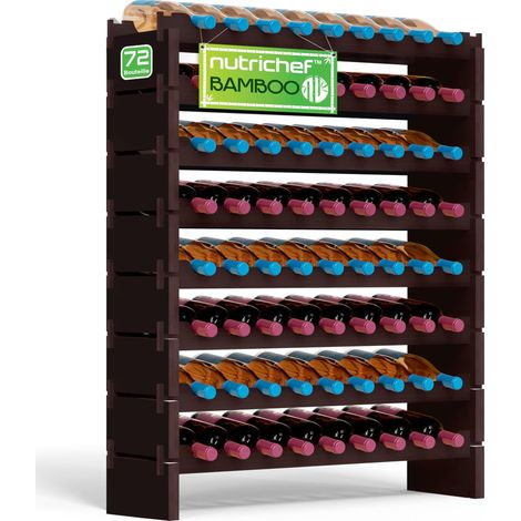 Étagère à Vin Empilable en Bambou, 8 Niveaux, 72 Bouteilles, Étagère Autonome, Montage sans Outil, Étagère Modulaire pour Cuisine (1/5)