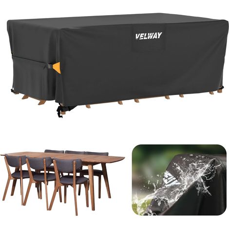 Velway Housse Protection Meubles Jardin 180x120x74cm - Tissu Oxford Imperméable Anti-UV - Noir (1/5)