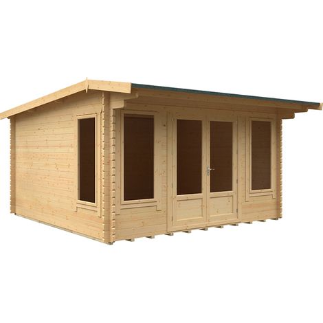 14x14 The Jacob 44mm Cabin - L415 x W415 x H247 cm - Solid Wood/Softwood/Pine - Natural