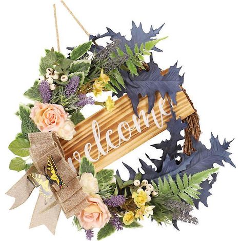 Couronne de lavande artificielle, couronne de bienvenue printanière, décoration (1 pièce) (1/5)