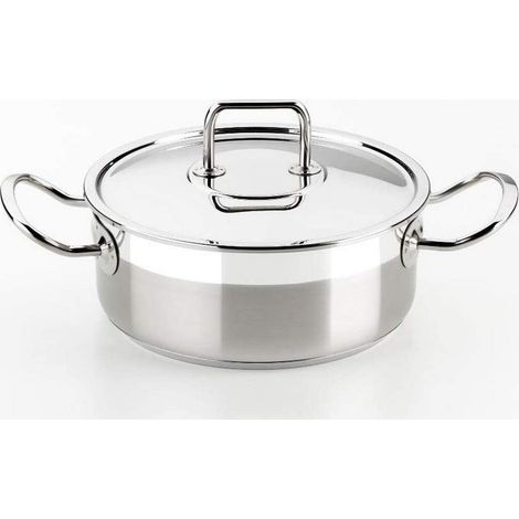 BRA, Casseruola professionale con manici e coperchio, in acciaio Inox 18/10, 16 cm (1/2)