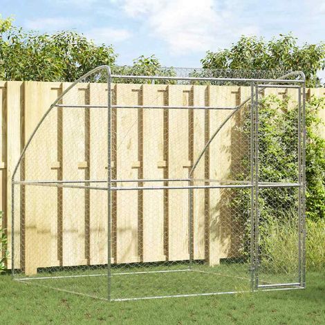 vidaXL  Dog Kennel  with Storage Silver 2 x 2 x 2 m Galvanised steel