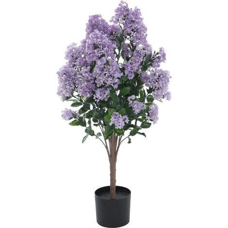 [NON UTILIZZATO] Lillà artificiale HHG-048, pianta decorativa artificiale, albero artificiale, pianta artificiale, per esterni, in polietilene, 95x40x40 cm, viola (1/5)