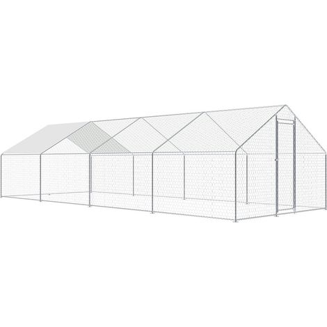 Aga Recinto para gallinas 3x8x2 m con lona de cobertura - jaula exterior para aves de corral y conejos (1/5)