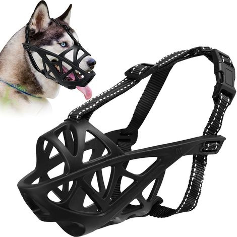 Bozal para perros. Perros grandes y medianos. Bozal tipo cesta para evitar mordeduras. También ladra, transpirable, permite beber de los pantalones. (1/5)