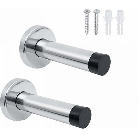 Stainless steel interior door stops (set of 2), soundproof wall-mounted door stops. (1/5)