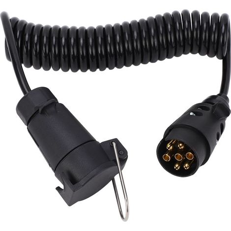 aqxreight Cordon de Prise de Remorque, Cordon de Prise de Remorque 12 V 24 V, 7 Noyaux en TPU, Remorquage à Ressort, Fil enroulé, Transmission de Signal Stable pour Camping-Car, Voiture,. (1/5)