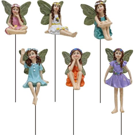 Figurines de fées vintage en résine résistantes aux intempéries - Sculpture de fée miniature résistante à la décoloration - Décoration pour cour, pelouse, pot de fleurs (A) (1/5)