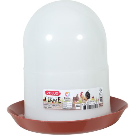 Mangeoire silo en plastique 2 kg rouge pour basse cour - zolux (1/2)