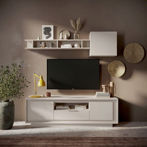 Meuble tv contemporain 180cm coloris beige YORI (1/5)