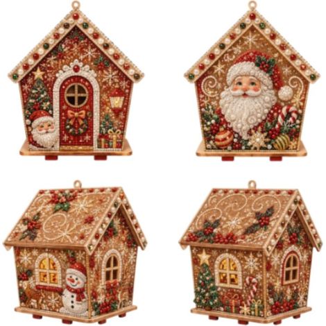Beyamis Kit diamant maison Noël - 3D bois perles résine (1/5)