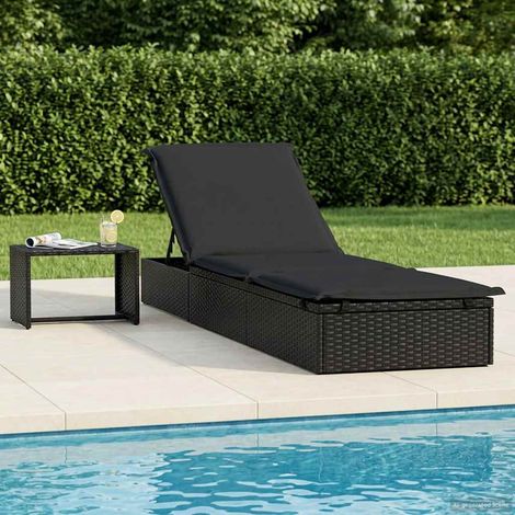 vidaXL Transat 1 pc avec table noir résine tressée (1/5)