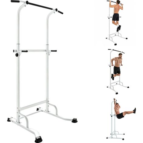 SPORTNOW barra de dominadas altura regulable 176,5-227 cm, estación de fondos resistente, para gimnasio en casa, entrenamiento de fuerza, blanco (1/5)