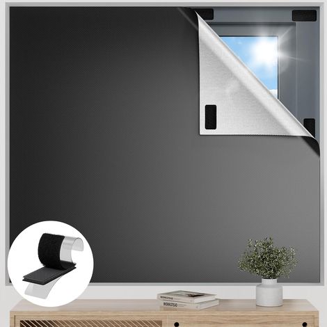 Rideaux occultants velcro, sans perçage, 100x145 cm, rideaux en tissu occultant, isolation thermique, adaptés aux fenêtres