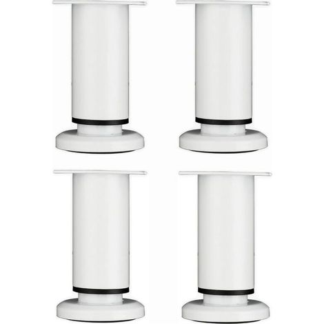 4 Pièces Pieds de Meubles Réglables 12cm Blanc Jambe de Table Rond en Métal pour Canapé Armoire Lit avec Vis (1/5)