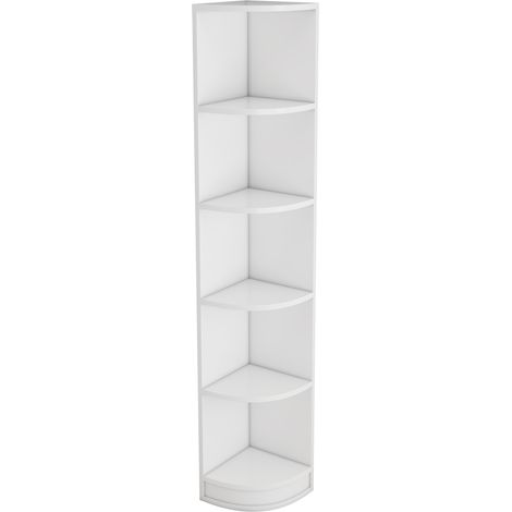 Estantería esquinera de MDF blanca de 5 niveles (1/5)