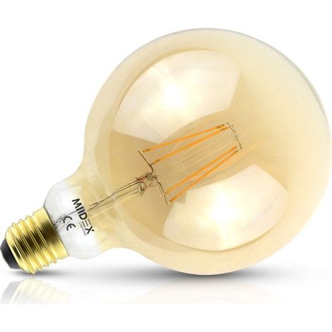 Ampoule LED E27 G125 Filament Golden 8W Dimmable 2700K Miidex Lighting® (1/8)