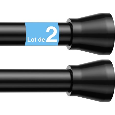 Lot de 2 tringle rideau sans percage 74.5-165.5cm barre telescopique (1/5)