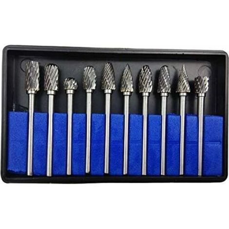 10PCS 3mmx6mm Fraises de Coupe Rotative Carbure Rotatifs Burr Dremel Outils Pour Travail Du Bois De Gravure, PerAge (1/4)