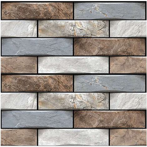 Papier peint autocollant amovible 30,5 x 30,5 cm (12 x 12 pouces) pour cuisine et salle de bain, effet carrelage 3D (1/5)