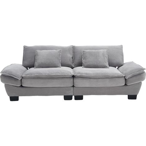 Divano a 2 posti moderno in velluto grigio chiaro 224 x 81 x 81 cm (1/5)