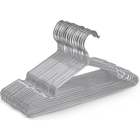 Lot de 20 cintres en métal recouvert de caoutchouc gris de haute qualité, 40 x 19,5 x 0,32 cm, gain de place pour les armoires (1/5)