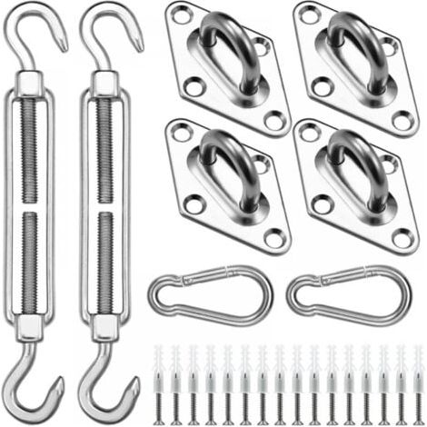 Kit de Fixation pour Voile d'ombrage, 304 Kit de matériel de Pare, pour Carré Voile d'ombrage,Toile d'ombrage Triangulaire, (1/5)